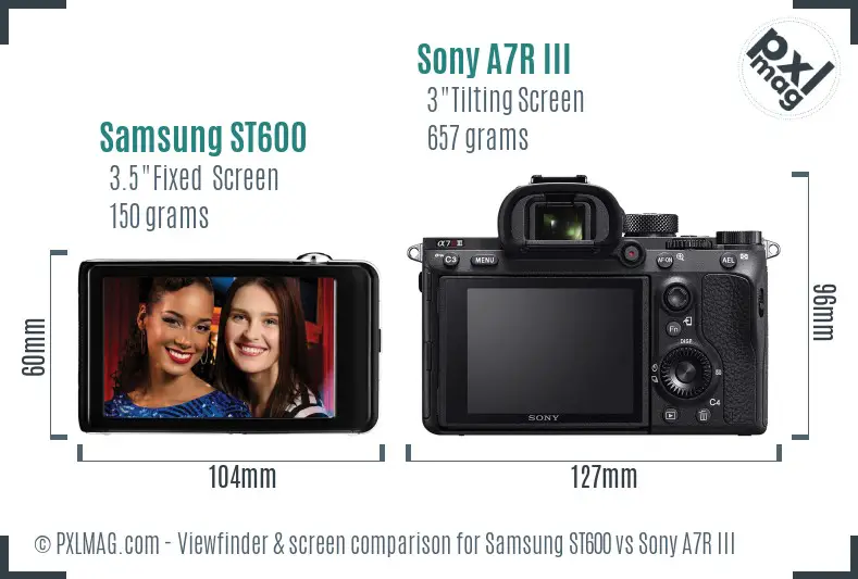 Samsung ST600 vs Sony A7R III Screen and Viewfinder comparison Samsung ST600 vs Sony A7R III Screen and Viewfinder comparison