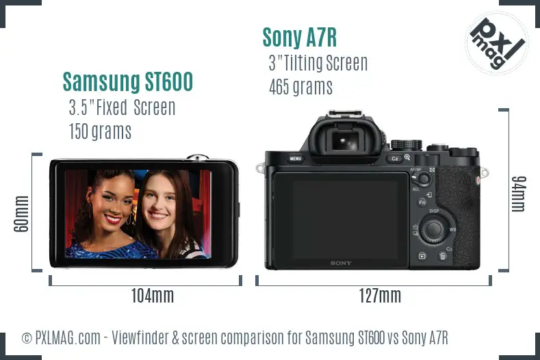 Samsung ST600 vs Sony A7R Screen and Viewfinder comparison