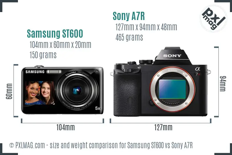 Samsung ST600 vs Sony A7R size comparison