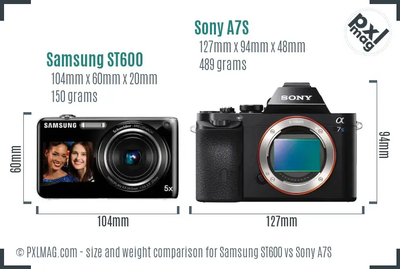 Samsung ST600 vs Sony A7S size comparison