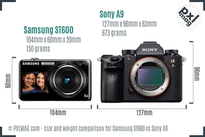 Samsung ST600 vs Sony A9 size comparison