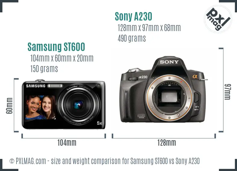 Samsung ST600 vs Sony A230 size comparison Samsung ST600 vs Sony A230 size comparison