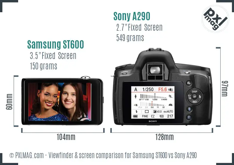 Samsung ST600 vs Sony A290 Screen and Viewfinder comparison Samsung ST600 vs Sony A290 Screen and Viewfinder comparison