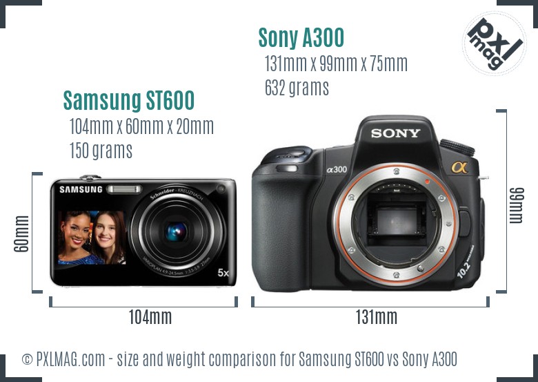 Samsung ST600 vs Sony A300 size comparison Samsung ST600 vs Sony A300 size comparison