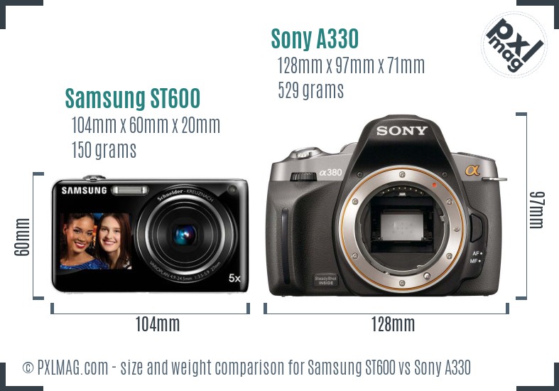 Samsung ST600 vs Sony A330 size comparison