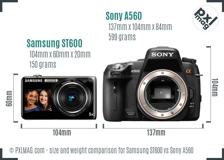 Samsung ST600 vs Sony A560 size comparison