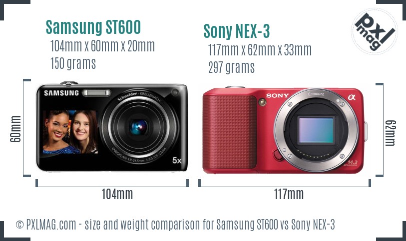 Samsung ST600 vs Sony NEX-3 size comparison Samsung ST600 vs Sony NEX-3 size comparison