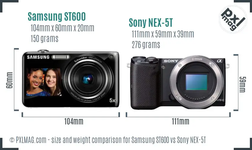 Samsung ST600 vs Sony NEX-5T size comparison