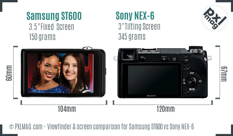 Samsung ST600 vs Sony NEX-6 Screen and Viewfinder comparison