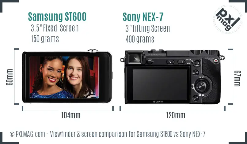 Samsung ST600 vs Sony NEX-7 Screen and Viewfinder comparison