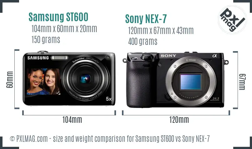 Samsung ST600 vs Sony NEX-7 size comparison