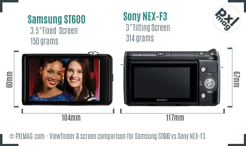 Samsung ST600 vs Sony NEX-F3 Screen and Viewfinder comparison
