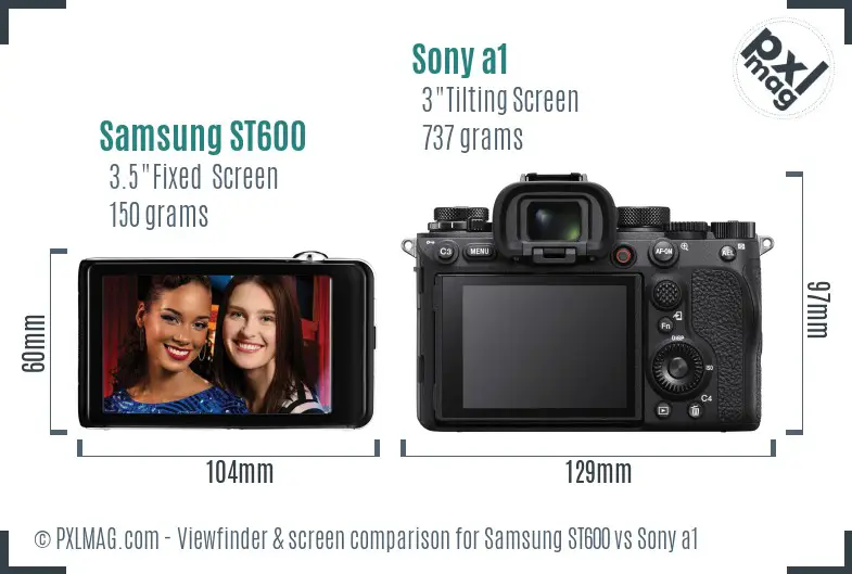 Samsung ST600 vs Sony a1 Screen and Viewfinder comparison