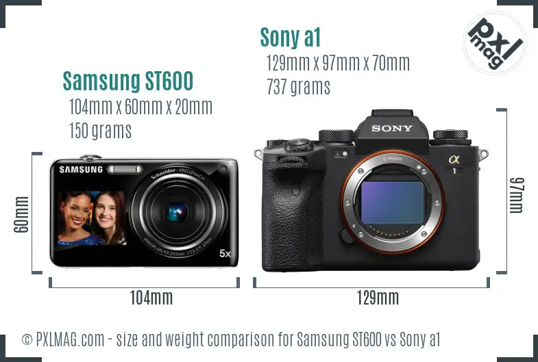 Samsung ST600 vs Sony a1 size comparison