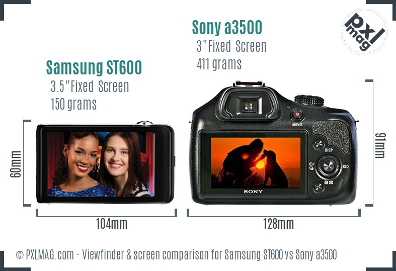 Samsung ST600 vs Sony a3500 Screen and Viewfinder comparison