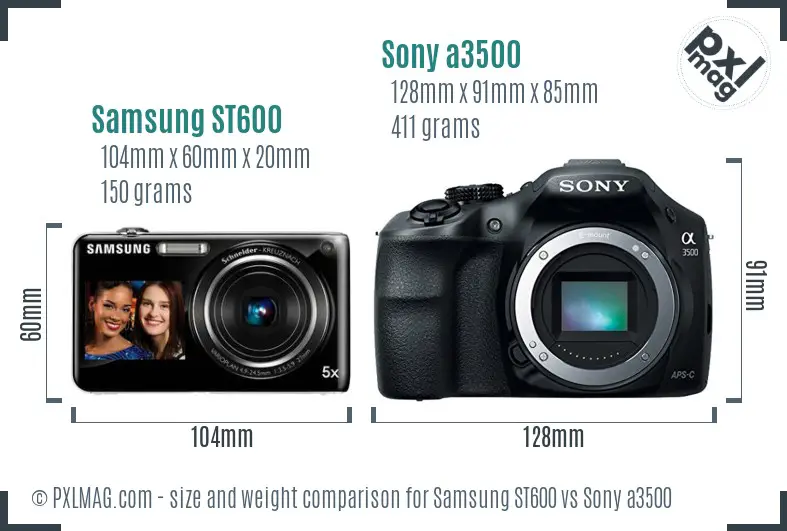 Samsung ST600 vs Sony a3500 size comparison
