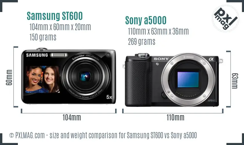 Samsung ST600 vs Sony a5000 size comparison