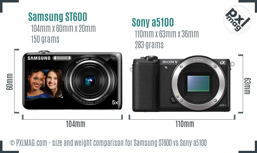 Samsung ST600 vs Sony a5100 size comparison