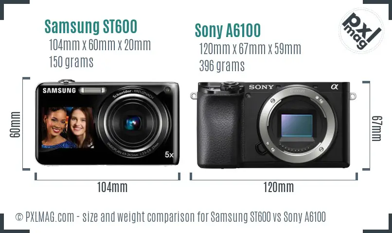 Samsung ST600 vs Sony A6100 size comparison