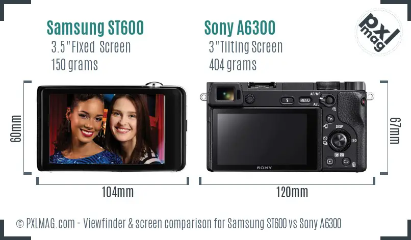 Samsung ST600 vs Sony A6300 Screen and Viewfinder comparison