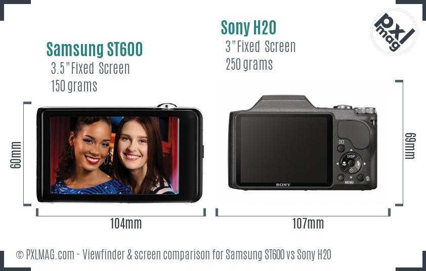 Samsung ST600 vs Sony H20 Screen and Viewfinder comparison