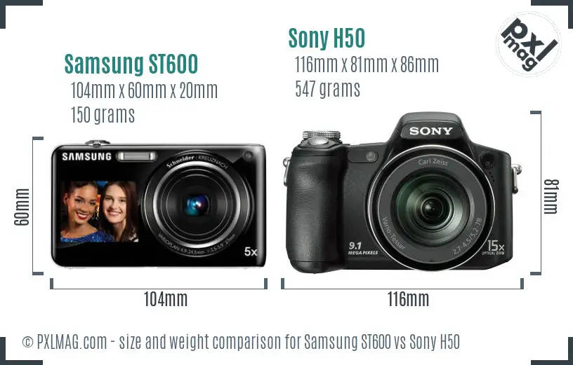 Samsung ST600 vs Sony H50 size comparison