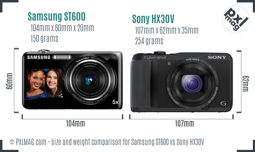 Samsung ST600 vs Sony HX30V size comparison Samsung ST600 vs Sony HX30V size comparison