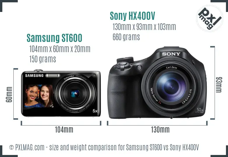 Samsung ST600 vs Sony HX400V size comparison