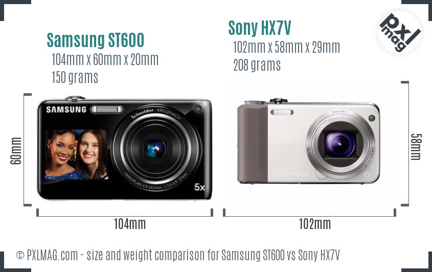Samsung ST600 vs Sony HX7V size comparison Samsung ST600 vs Sony HX7V size comparison