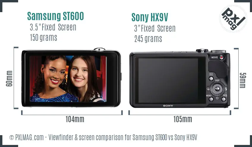 Samsung ST600 vs Sony HX9V Screen and Viewfinder comparison Samsung ST600 vs Sony HX9V Screen and Viewfinder comparison