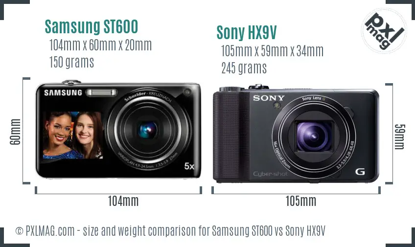 Samsung ST600 vs Sony HX9V size comparison Samsung ST600 vs Sony HX9V size comparison