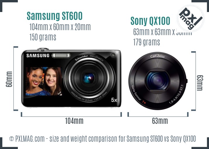 Samsung ST600 vs Sony QX100 size comparison Samsung ST600 vs Sony QX100 size comparison