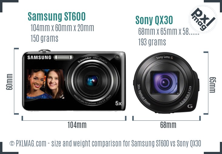 Samsung ST600 vs Sony QX30 size comparison Samsung ST600 vs Sony QX30 size comparison