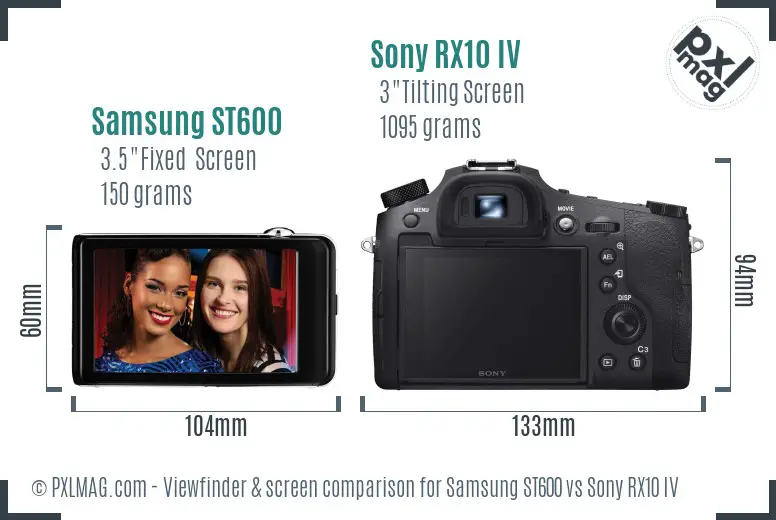 Samsung ST600 vs Sony RX10 IV Screen and Viewfinder comparison