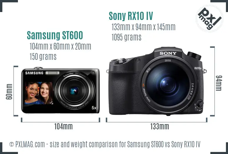 Samsung ST600 vs Sony RX10 IV size comparison