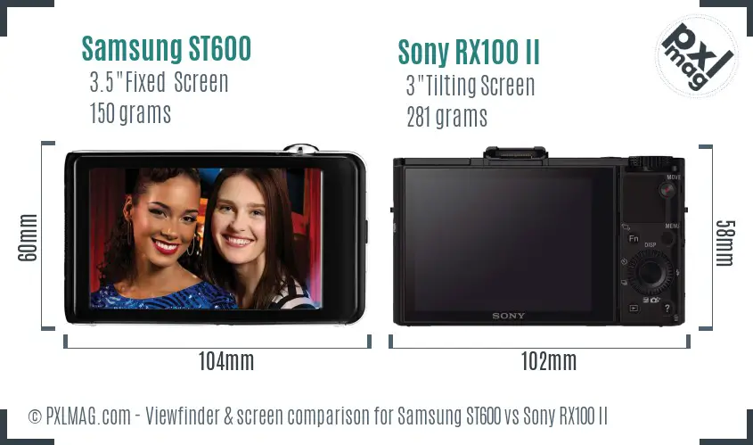 Samsung ST600 vs Sony RX100 II Screen and Viewfinder comparison