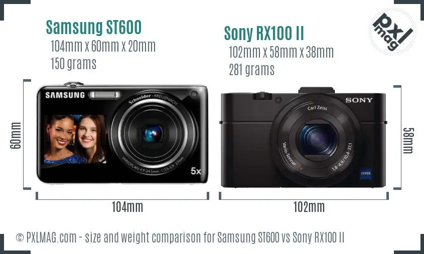 Samsung ST600 vs Sony RX100 II size comparison