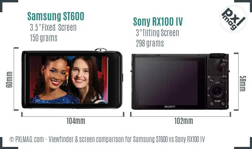 Samsung ST600 vs Sony RX100 IV Screen and Viewfinder comparison Samsung ST600 vs Sony RX100 IV Screen and Viewfinder comparison