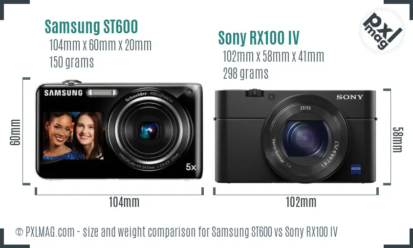 Samsung ST600 vs Sony RX100 IV size comparison Samsung ST600 vs Sony RX100 IV size comparison