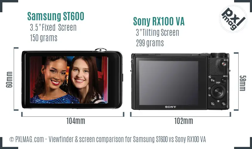 Samsung ST600 vs Sony RX100 VA Screen and Viewfinder comparison