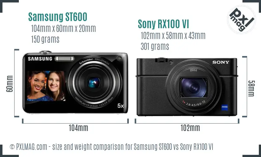 Samsung ST600 vs Sony RX100 VI size comparison
