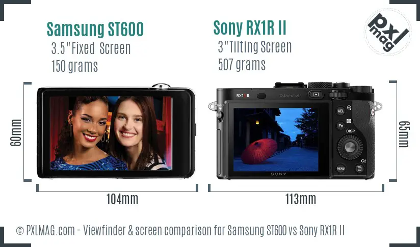 Samsung ST600 vs Sony RX1R II Screen and Viewfinder comparison