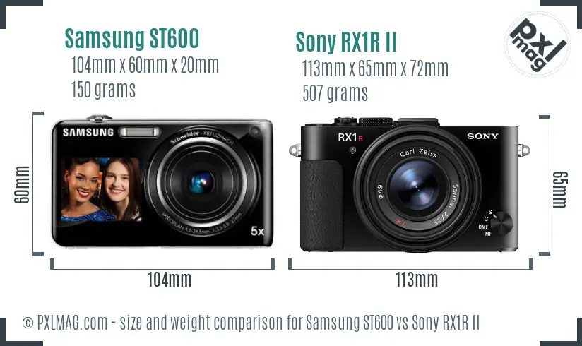 Samsung ST600 vs Sony RX1R II size comparison