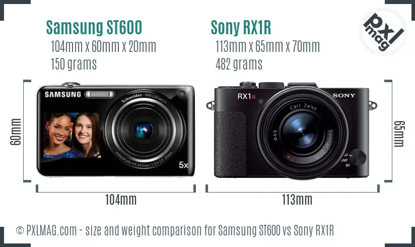 Samsung ST600 vs Sony RX1R size comparison