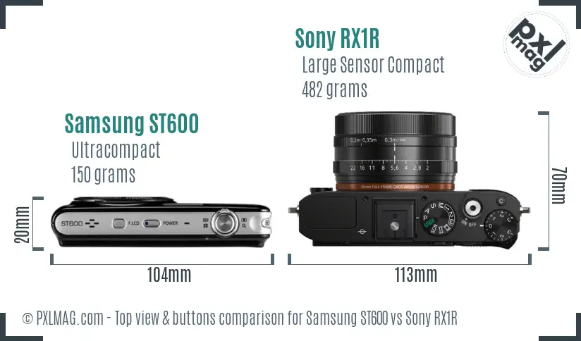Samsung ST600 vs Sony RX1R top view buttons comparison