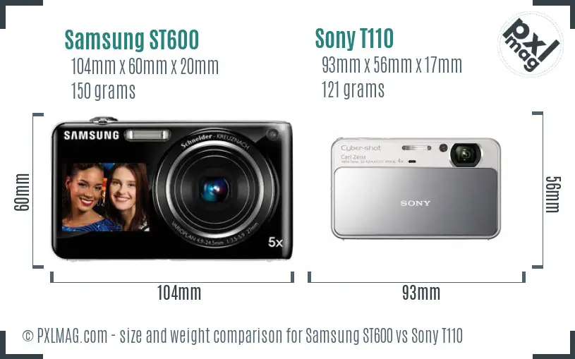 Samsung ST600 vs Sony T110 size comparison