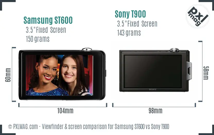 Samsung ST600 vs Sony T900 Screen and Viewfinder comparison