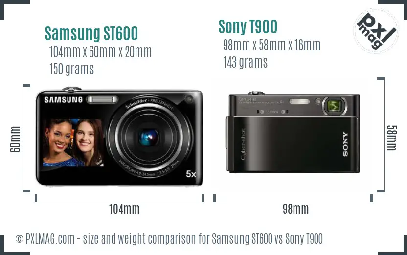 Samsung ST600 vs Sony T900 size comparison