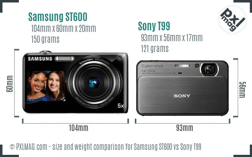 Samsung ST600 vs Sony T99 size comparison