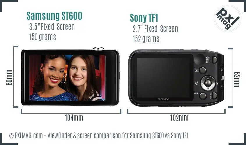 Samsung ST600 vs Sony TF1 Screen and Viewfinder comparison